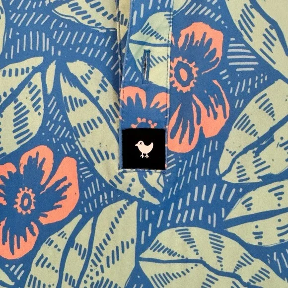 Bad Birdie Polo Shirt Mens Large Blue Floral Multicolors Golf All Over Print AOP - Picture 3 of 11